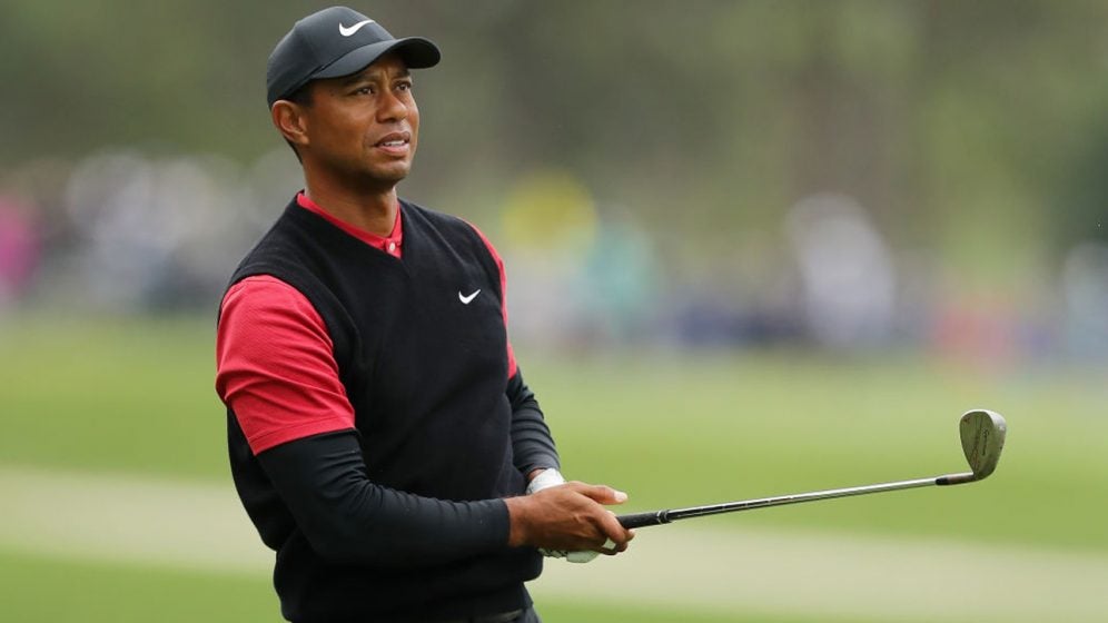 WATCH: Tiger Woods holes out from bunker on the third hole