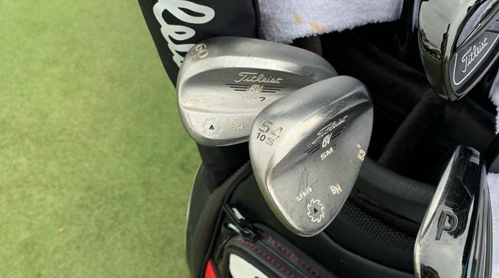 Bill Haas has the date his wedges were made stamped on the head.