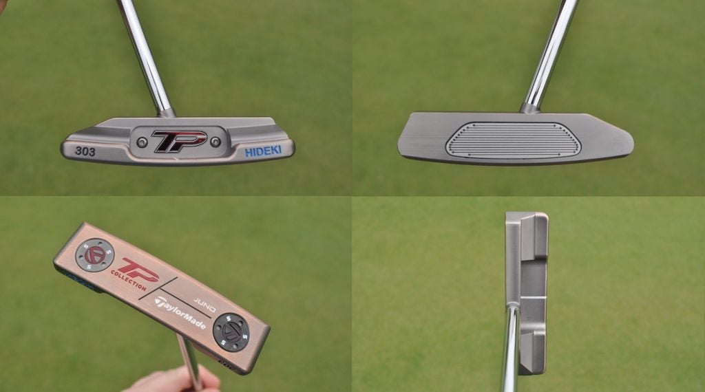 A center-shafted TaylorMade TP Juno putter with a steel insert built for Hideki Matsuyama. 