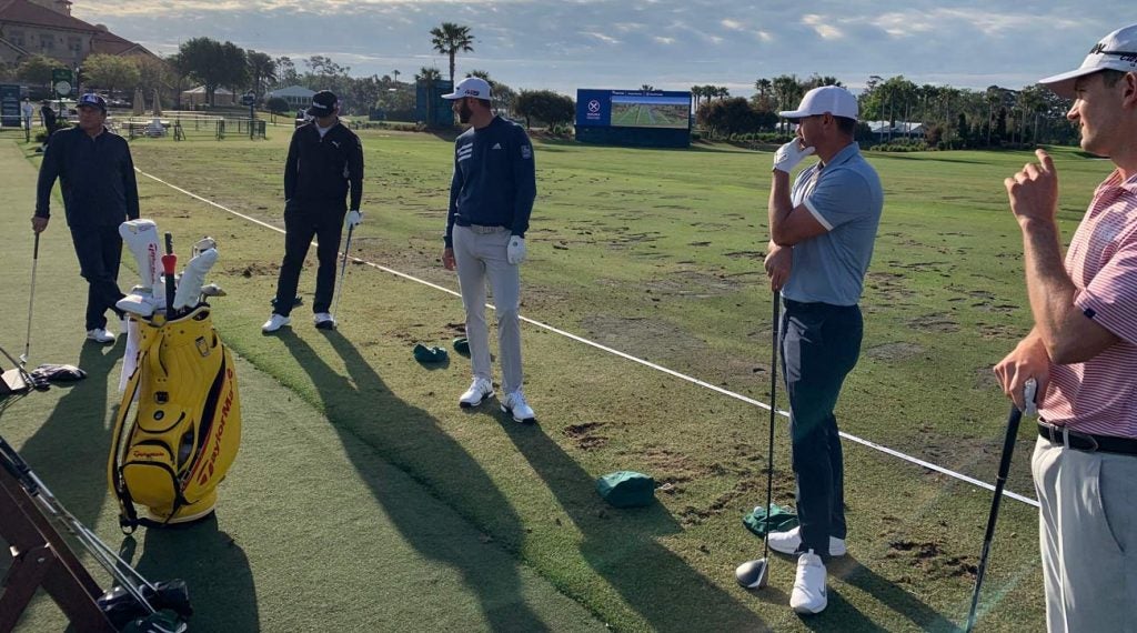 Martin Trainer, far right, on the range at TPC Sawgrass with some Tour A-listers.