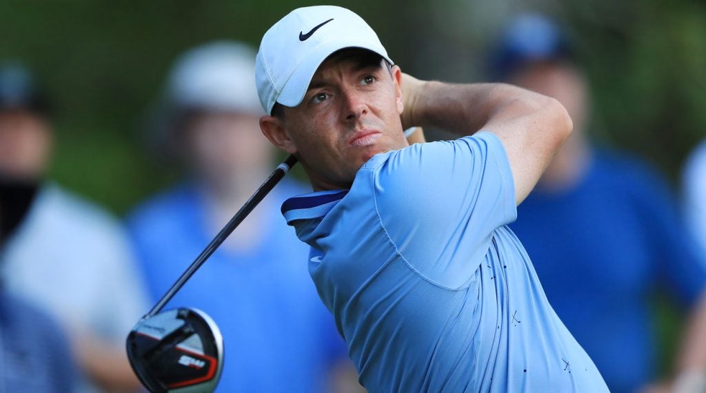 Rory McIlory was seven under for his final 11 holes to tie the 36-hole lead at TPC Sawgrass.