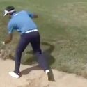 Bubba Watson found bunker trouble on the 18th at Austin Country Club.