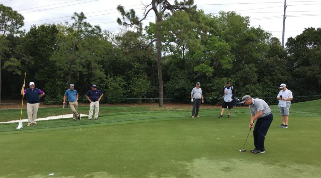 One of Martin’s pro-am partners had a particularly unique side-saddle putting method. He hadn’t mastered it.