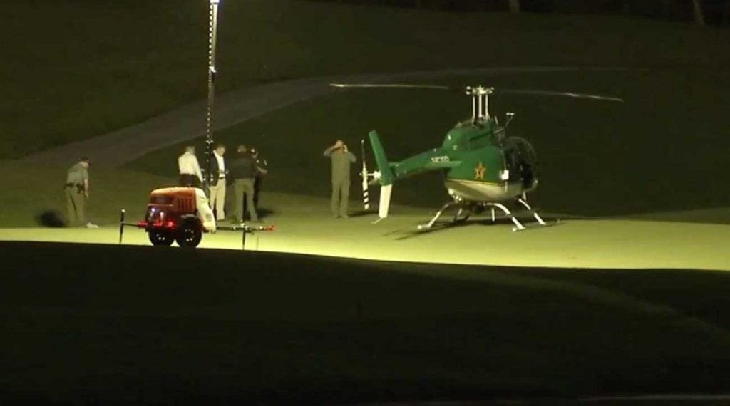The helicopter had to land at Dye's Valley Course at TPC Sawgrass after mechanical problems. 