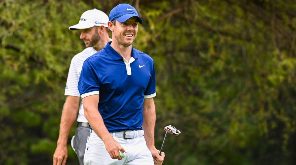 Rory McIlroy and Dustin Johnson pictured at the 2019 Players Championship