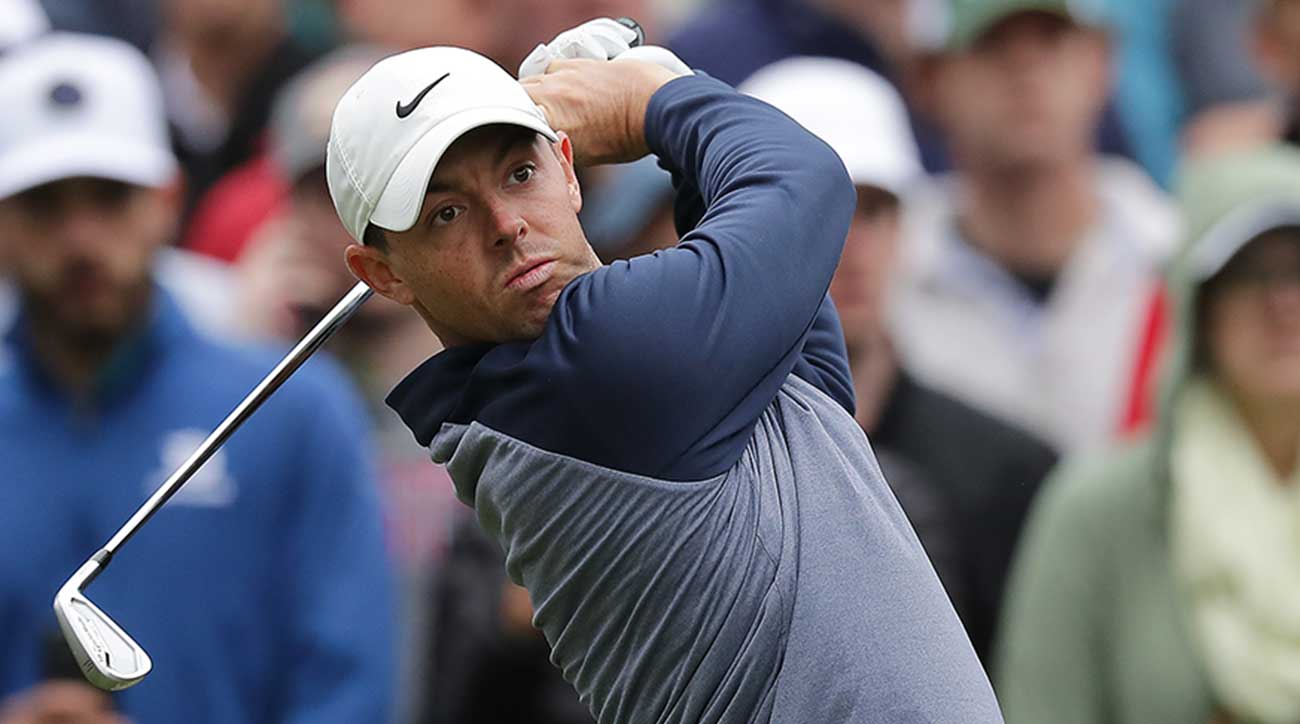 Rory McIlroy hits iron at the Players.