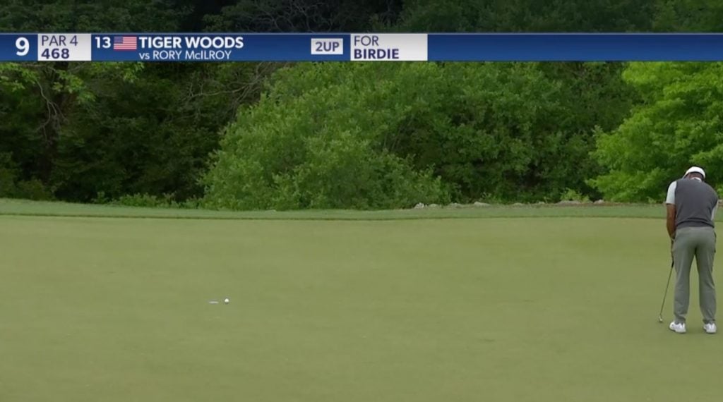 SOMEHOW, Tiger's putt stopped right there.