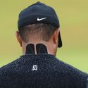 Tiger Woods received treatment via KT tape at the 2018 Open Championship