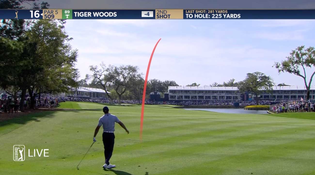 Luckily, Woods caught some turf and not the hazard.