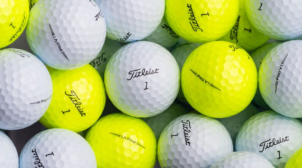 Yellow Titleist Pro V1 and Pro V1x golf balls