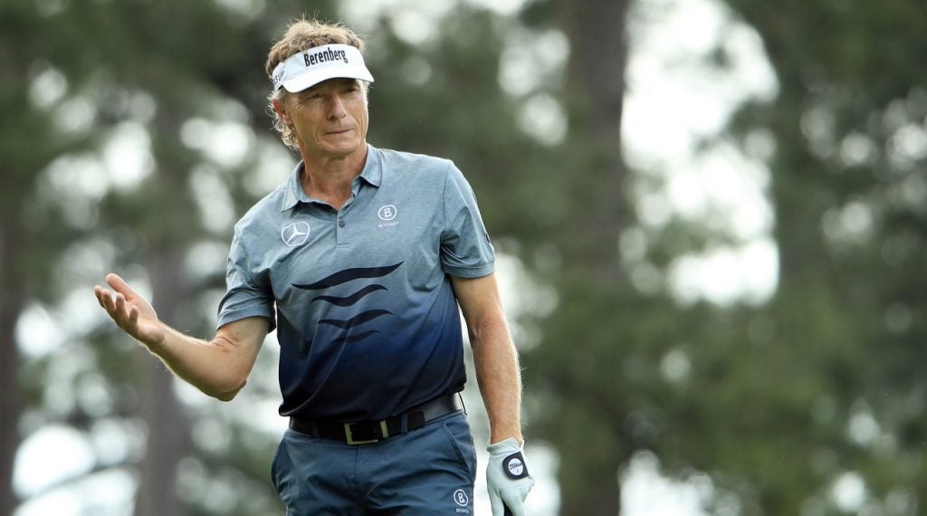 Bernhard Langer just made his 26th cut at the Masters — but that didn't stop him from being put on the clock during his second round.