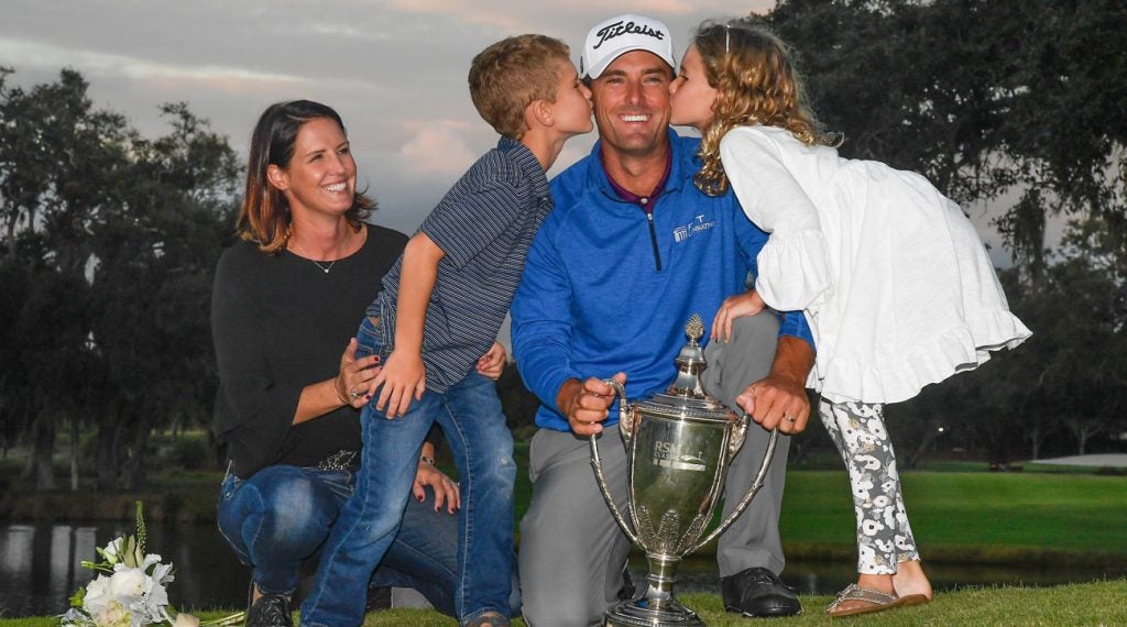 Charles Howell III with his family after winning the RSM Classic.