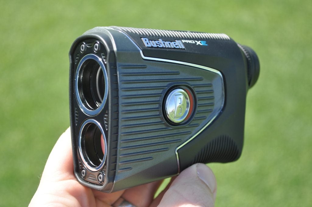 Caddies were offered Bushnell's Pro XE rangefinder this week. 