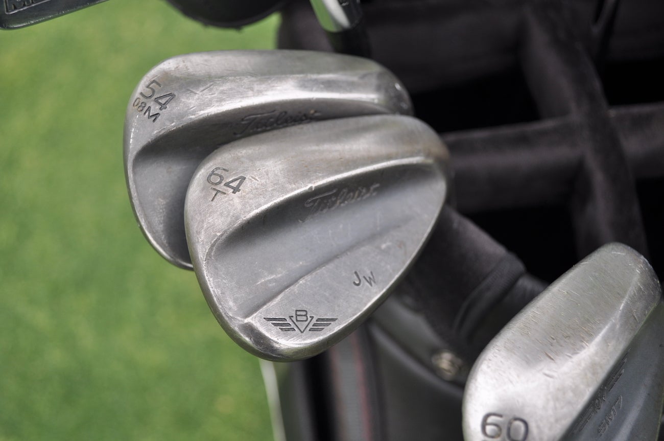 Jimmy Walker's custom Titleist Vokey Design wedges have a dark, non-glare finish.