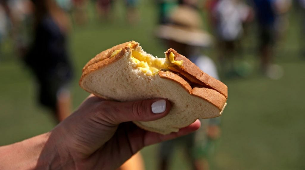 The egg salad sandwich is a fan favorite at the Masters.