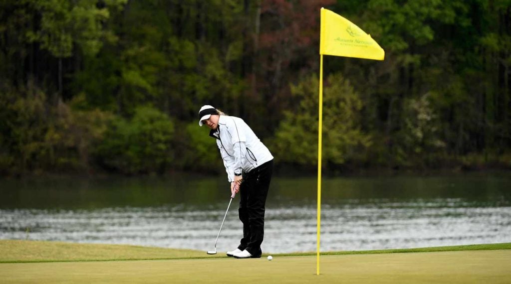 Jennifer Kupcho chips during a practice round at Champion's Retreat on Tuesday.