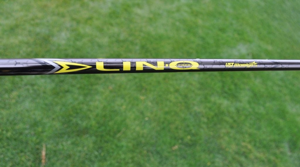 Tommy Fleetwood's LINQ Gunmetal fairway wood shaft. 