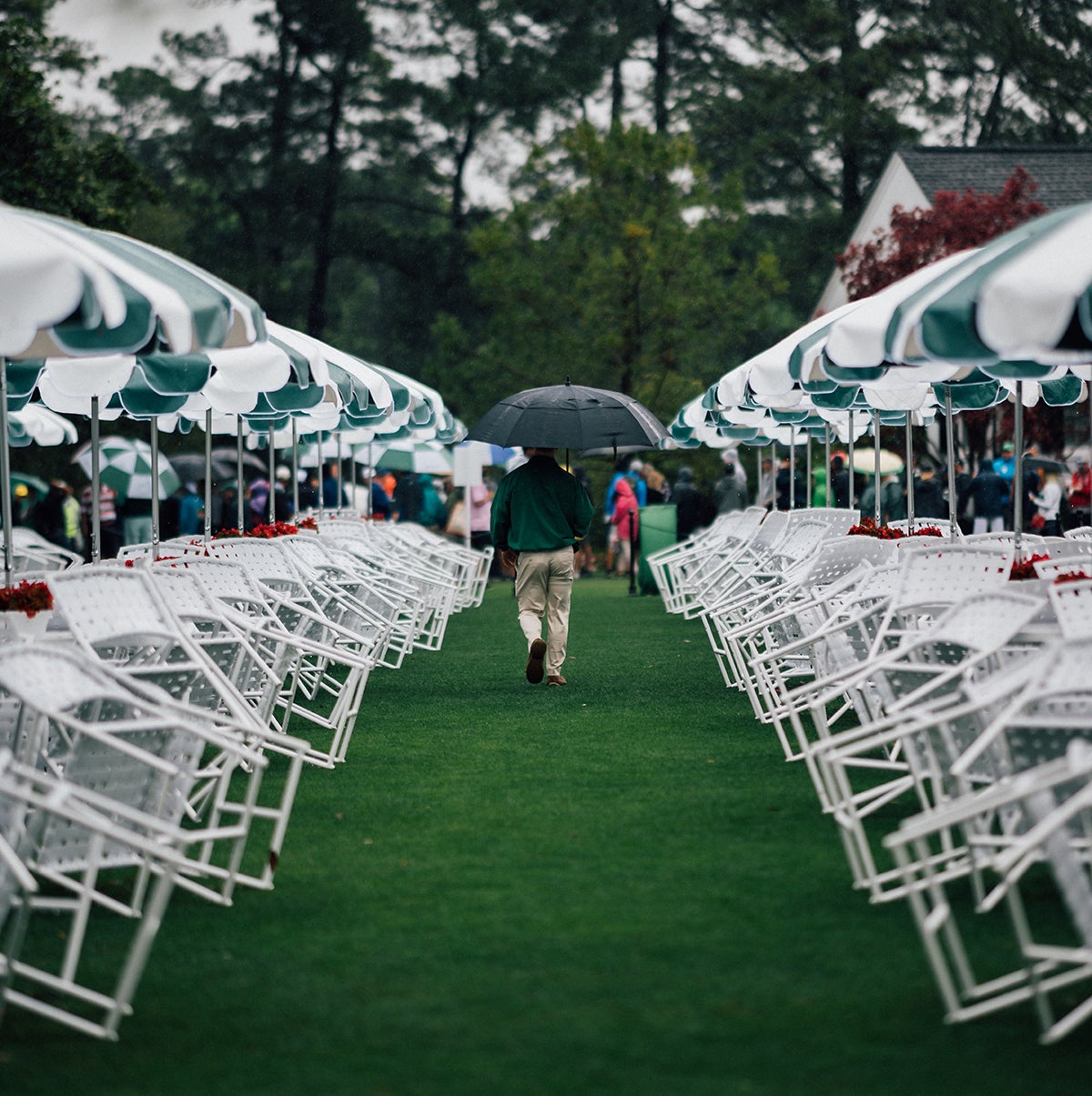 Officials prepared the course for an upcoming storm