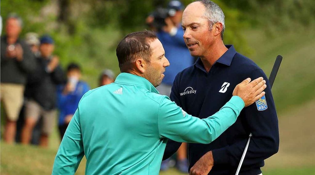 Sergio Garcia and Matt Kuchar, after their controversial match on Saturday.