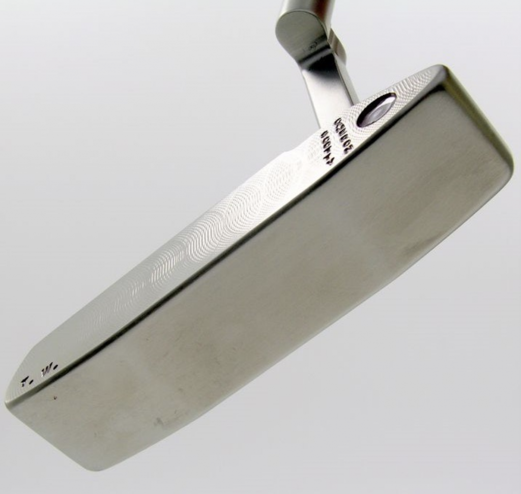 A sole shot of Tiger Woods' Scotty Cameron Newport 2 GSS putter. 