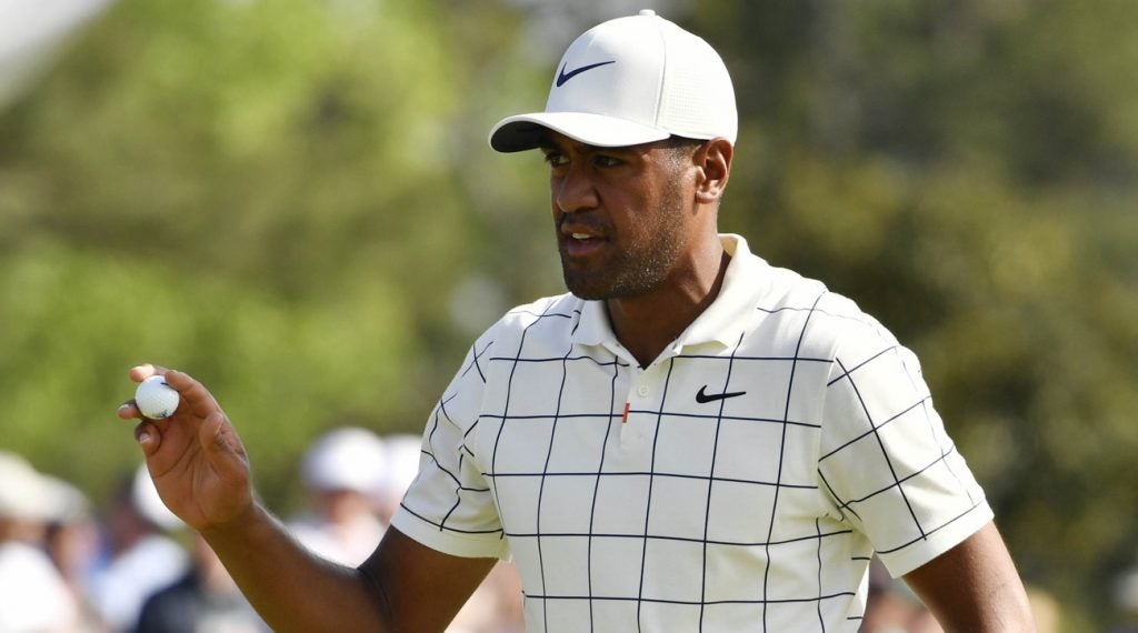 Tony Finau shot a 64 on Saturday to move into a tie for second at the Masters.