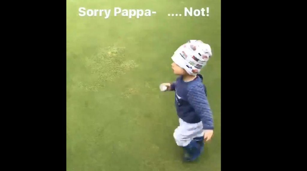 David Lingmerth's infant son steals his dad's golf ball at TPC Sawgrass