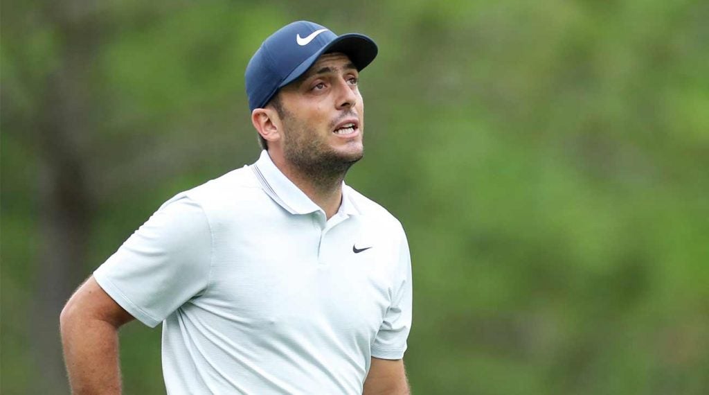 Francesco Molinari found the water on the par-3 12th hole at the Masters on Sunday.