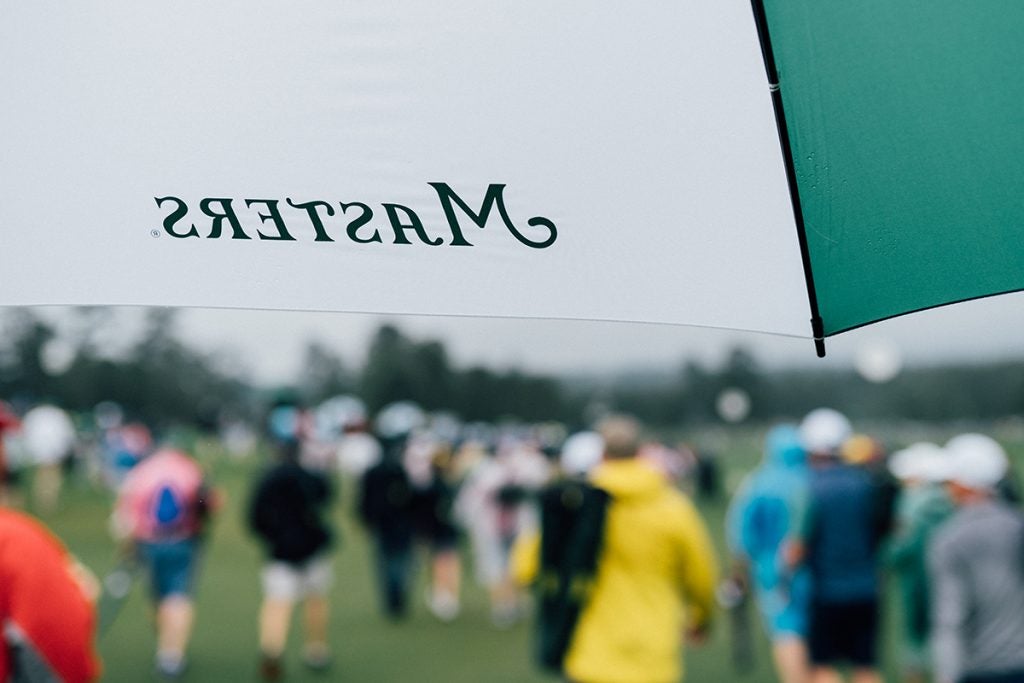 A proper umbrella for a rainy day at the Masters.