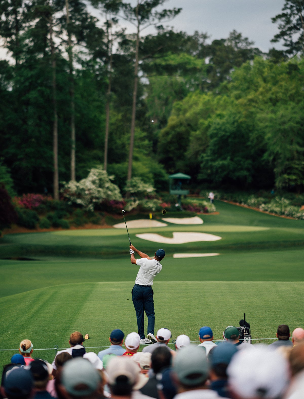 Tiger hit this shot on 12, shortly before the weather horn blew for lightening in the area. Play was suspended for 30 minutes.