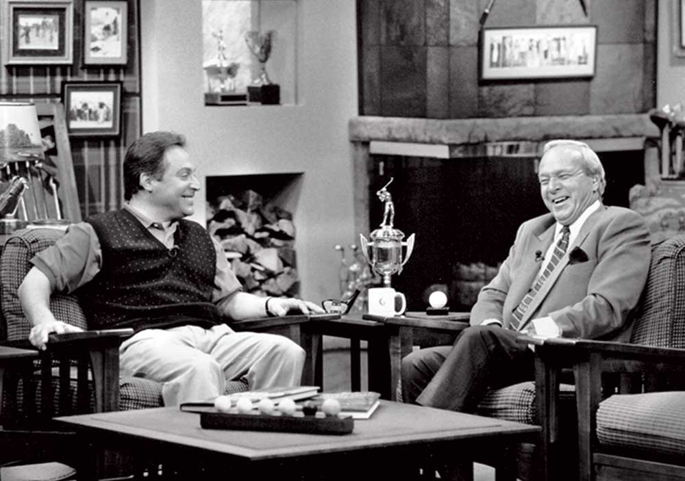 Peter Kessler and Arnold Palmer on the set of Golf Talk Live for the January 1995 launch of Golf Channel.