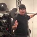 Phil Mickelson goes through a calf workout.