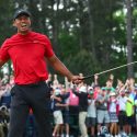 Tiger Woods celebrates his Masters victory.