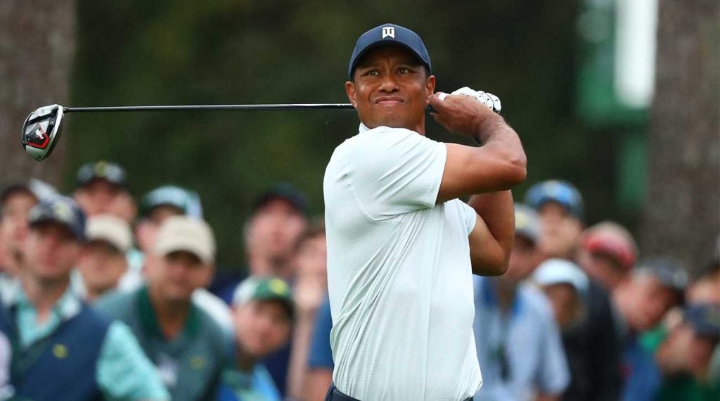 Tiger Woods tees off during the second round of the 2019 Masters.