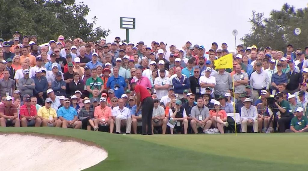Tiger Woods faced this 70-foot putt on the 9th hole during the final round.