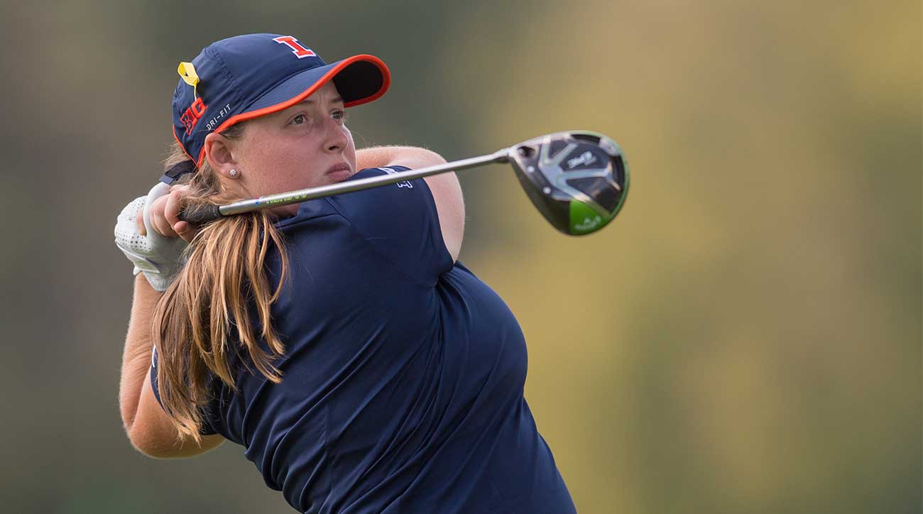 Tristyn Nowlin tees off during a tournament.