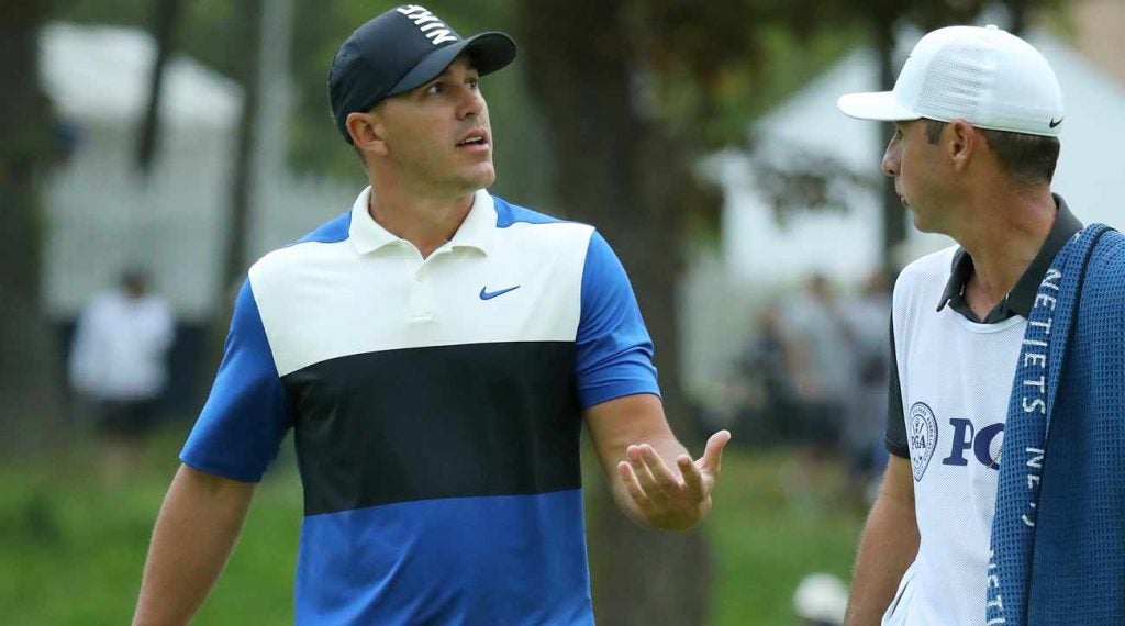 Brooks Koepka was bemused by the wind — or lack thereof — on No. 14 at Bethpage Black.