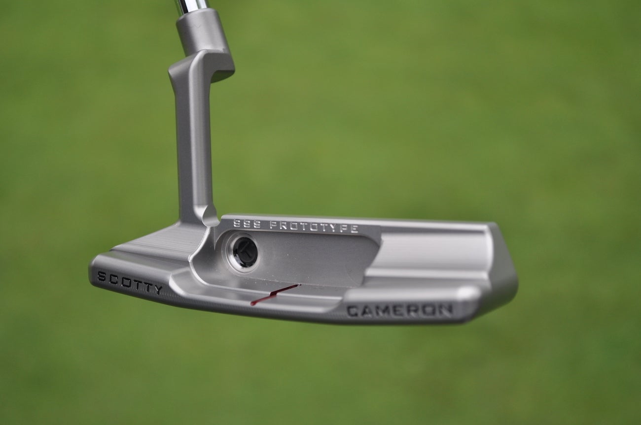 A closer look at Hideki Matsuyama's Scotty Cameron Newport 2 SSS Prototype putter. 