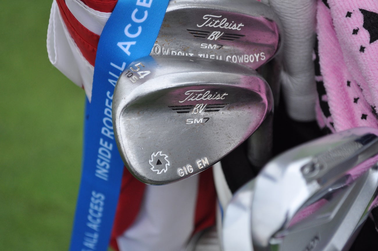Ryan Palmer reps Texas A&M (alma mater) on his Vokey SM7 wedges. 