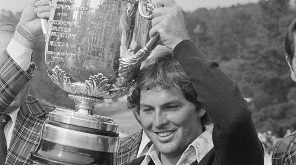 Lanny Wadkins wins the 1977 PGA Championship, the only one to have ever been played at Pebble Beach.