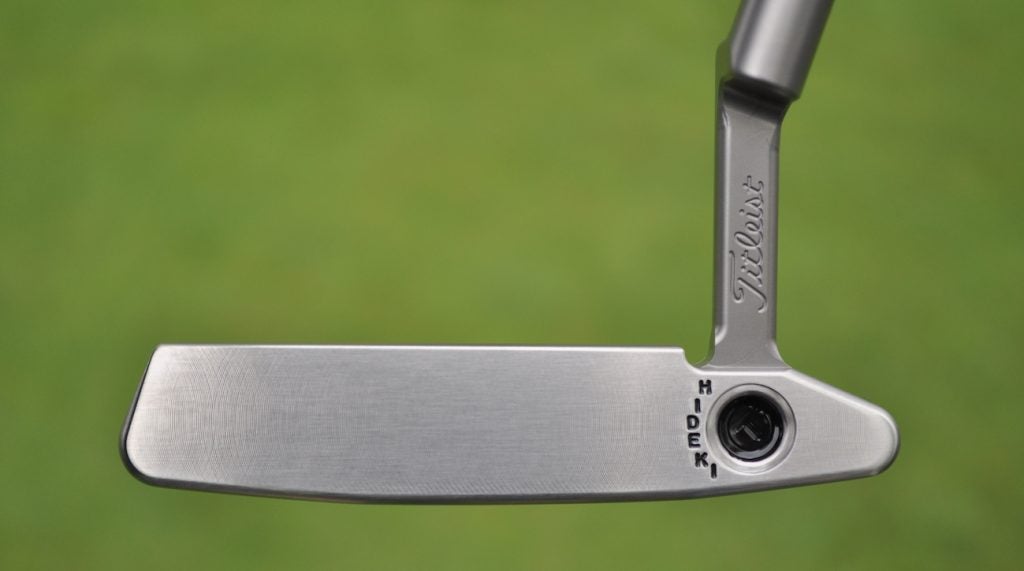 A face-on view of Matsuyama's putter. 