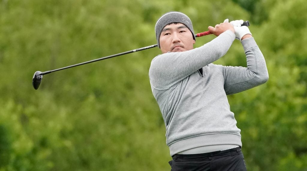 Sung Kang tied the Trinity Forest course record with a round of 61 on Friday.