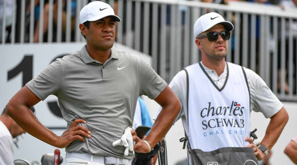 Tony Finau finished second place at the Charles Schwab Challenge — again.