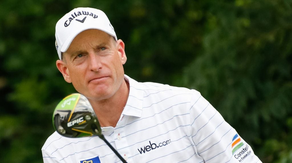 Jim Furyk with his driver at the Colonial this week.