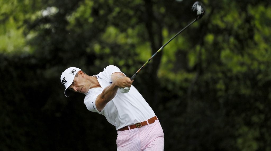 Billy Horschel tees off during the Masters.