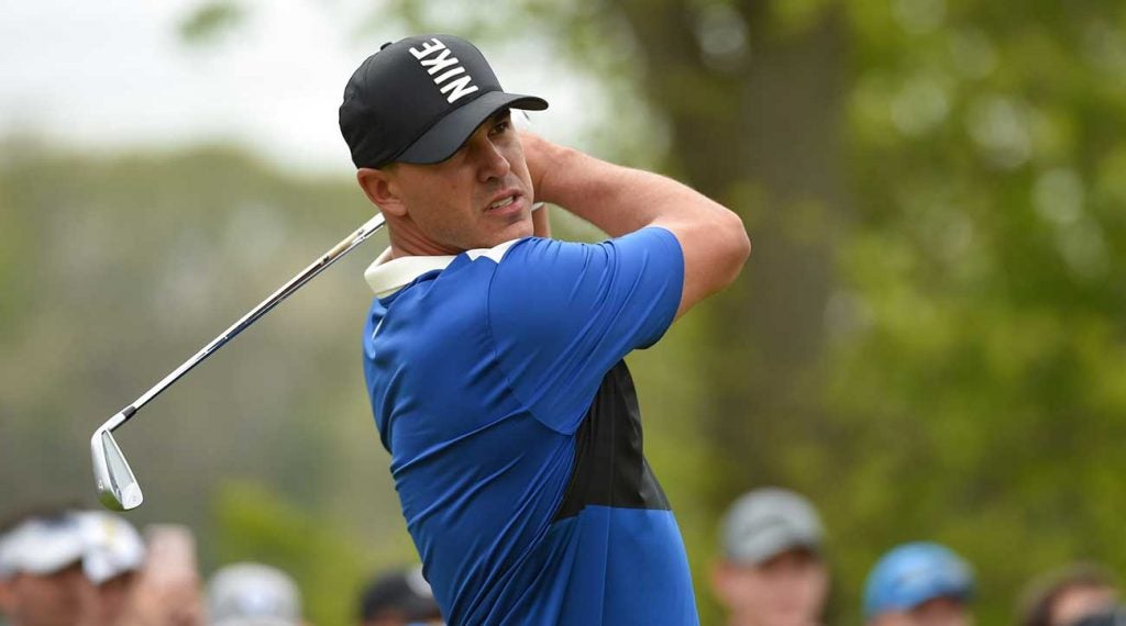 Brooks Koepka takes a swing during the final round of the PGA Championship.