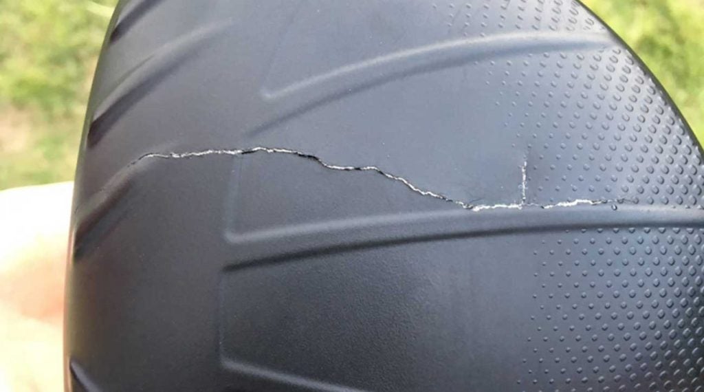 NCAA player's cracked driver.