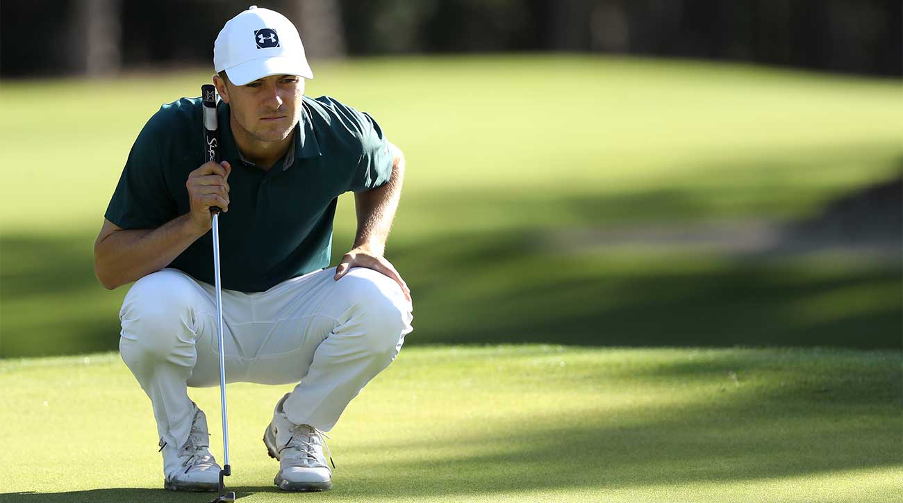 Jordan Spieth reads a putt during the RBC Heritage.