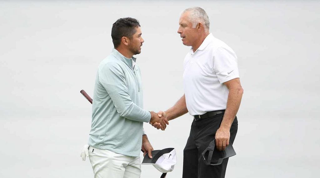 Jason Day and Steve Williams made a strong team on Friday at the Travelers.
