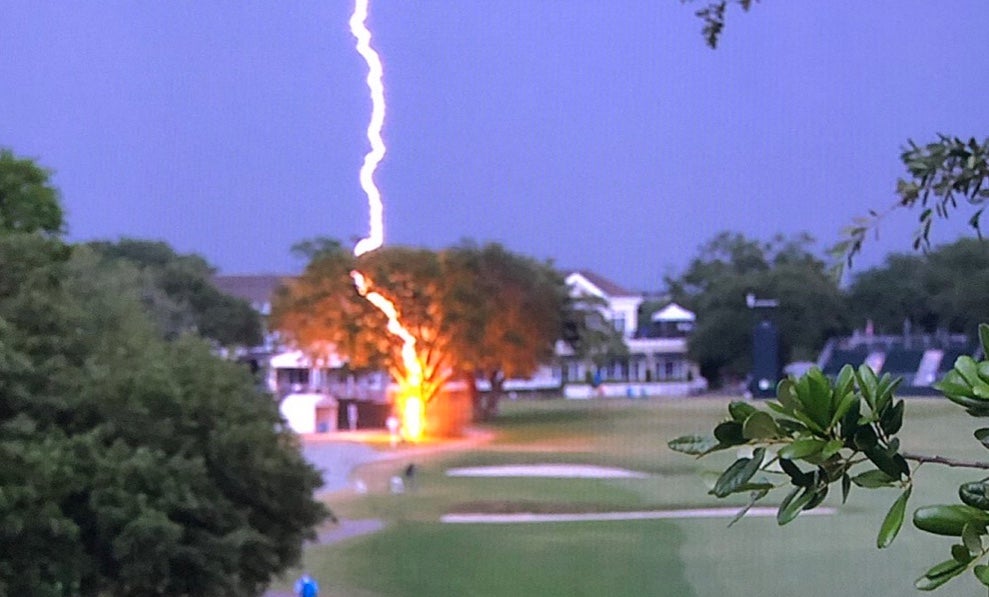 WATCH: Massive lightning bolt strikes tree at U.S. Women's Open - Golf