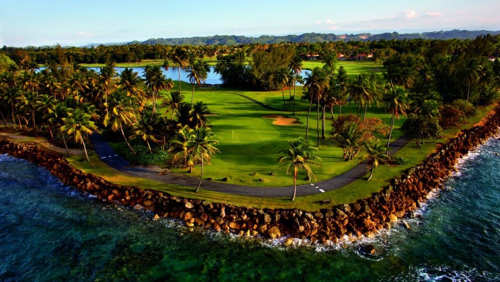 Aerial shot of TPC Dorado Beach Golf Resort